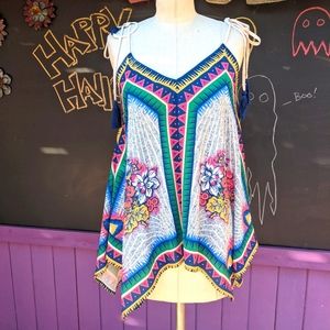 Boho asymmetrical flying tomato top